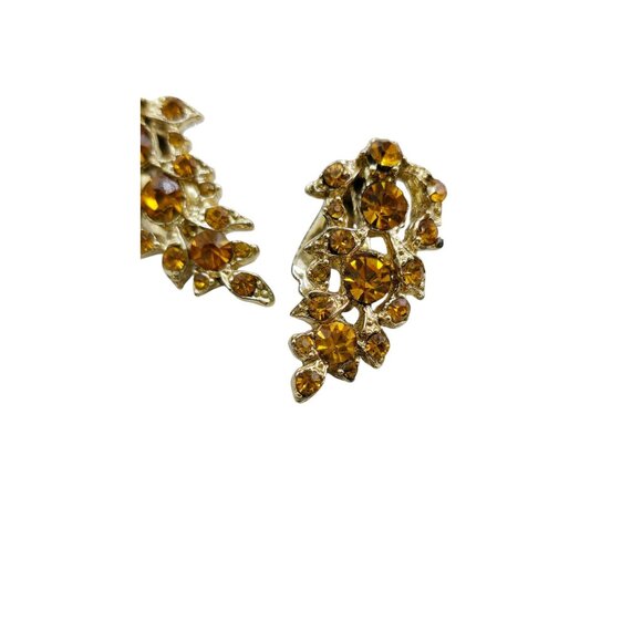 Vintage Rhinestone Clip Earrings (A8011) - Picture 2 of 4
